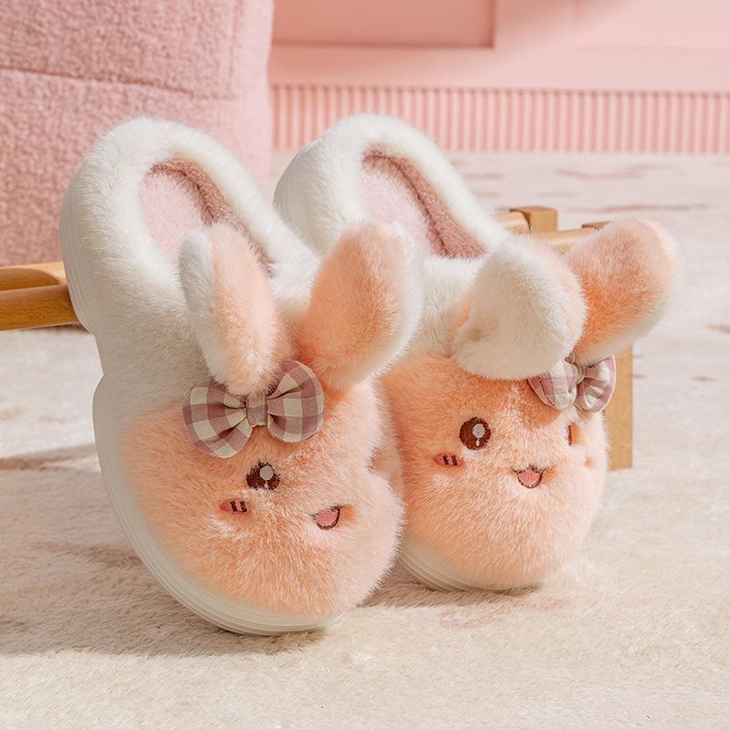 Cute cartoon cotton slippers women's autumn and winter indoor home non-slip warm plush thickened plush kitten cotton mop