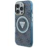 Guess IML Metal Glitter 4G Circle Triangle MagSafe Case for iPhone 16 Pro Max blue