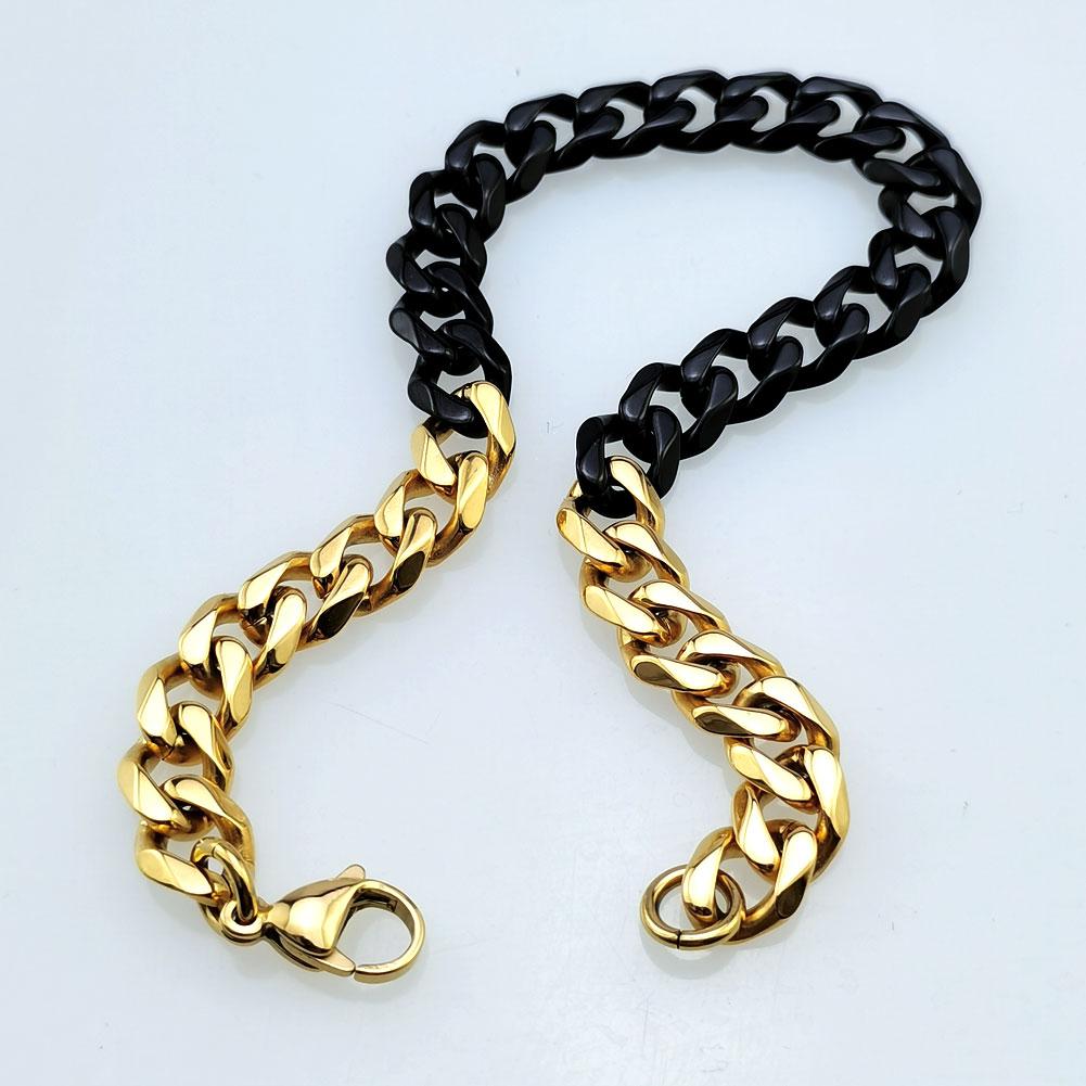 New 316L Stainless Steel Gold and Black Dual Hip Hop Bracelet Anklet