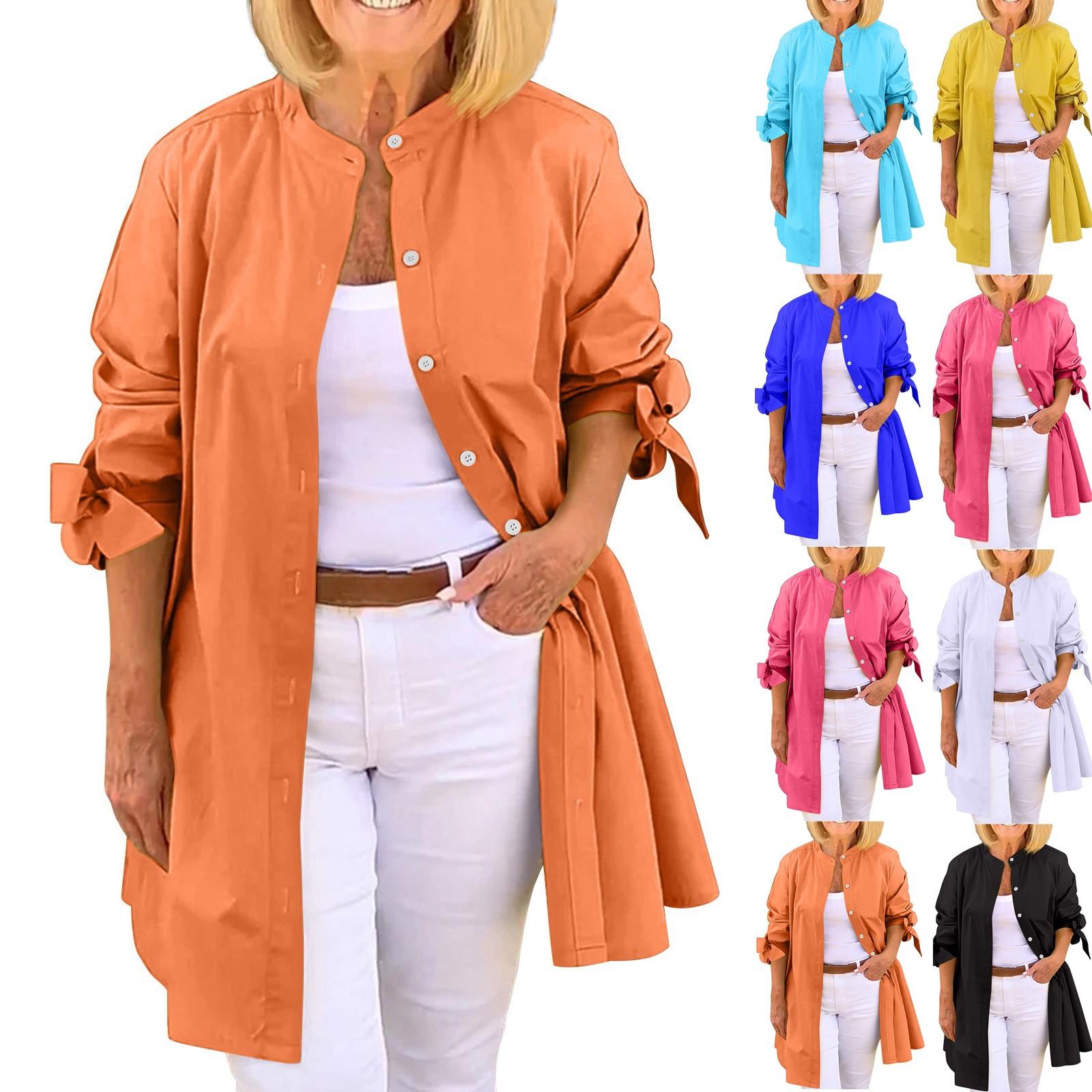 

Women s Casual Fashion Solid Color Single Breasted Cardigan Long Sleeved T-Shirt Shirt Jacket M