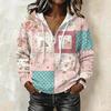Women's Long Sleeve Patchwork Print Hoodie with for Casual Wear