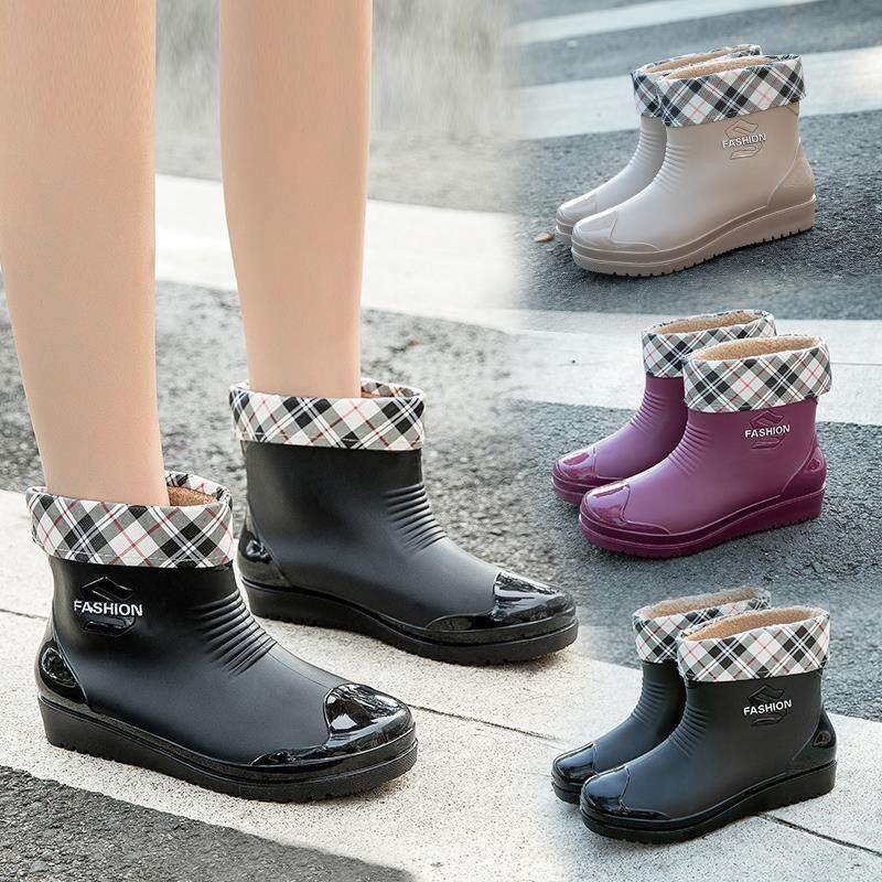 Rain Boots Men's Rubber Boots Man Water-proof Anti-skid Colorful Unisex Ankle Boots Lightweight Water Boots High End