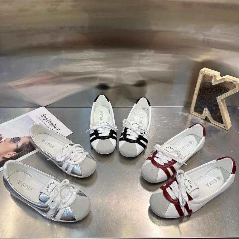 Women's Flats New Fashion Patchwork Breathable Slip-On Casual Sneakers Girls Comfortable Lace-up Ballet Flat Shoes Loafers