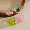 4Pcs/Set Korean Colorful Resin Oval Rings Set For Women Fashion Geometric Finger Rings Aesthetic Jewelry Accessories