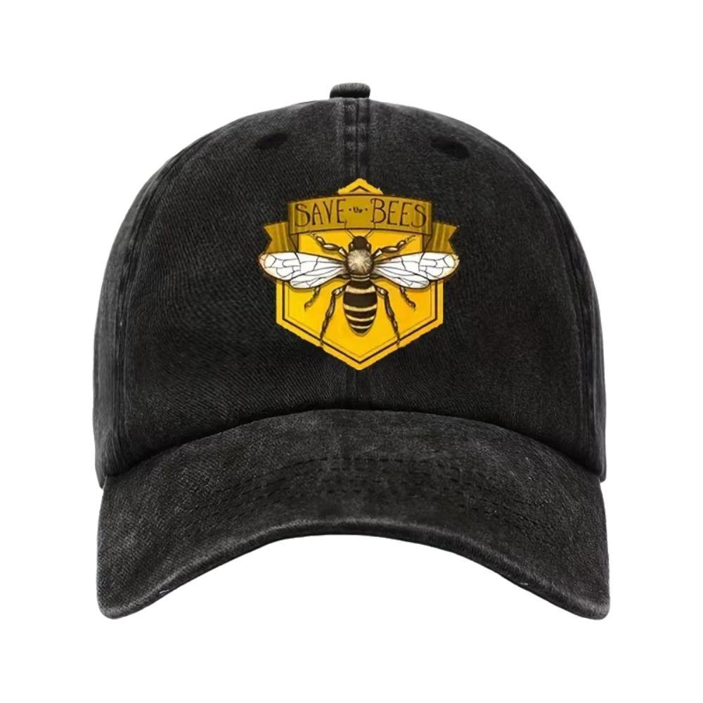 Save Bees Printed Visor Baseball Cap Adjustable Washed Cotton Baseball Hats Outdoor Leisure Faded Casquette