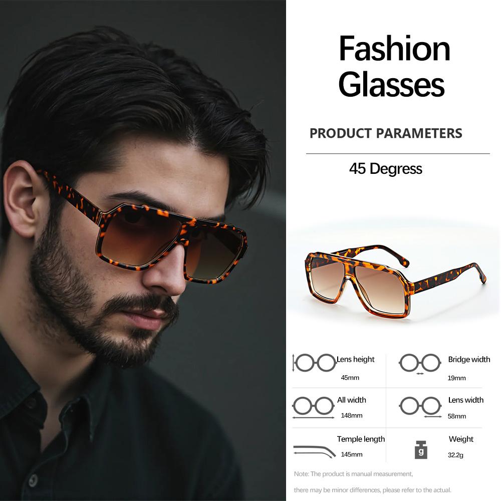 New Vintage Sunglasses For Men Geometric Thick Frame Business Leisure Dual-use Urban Elite Luxurious Style