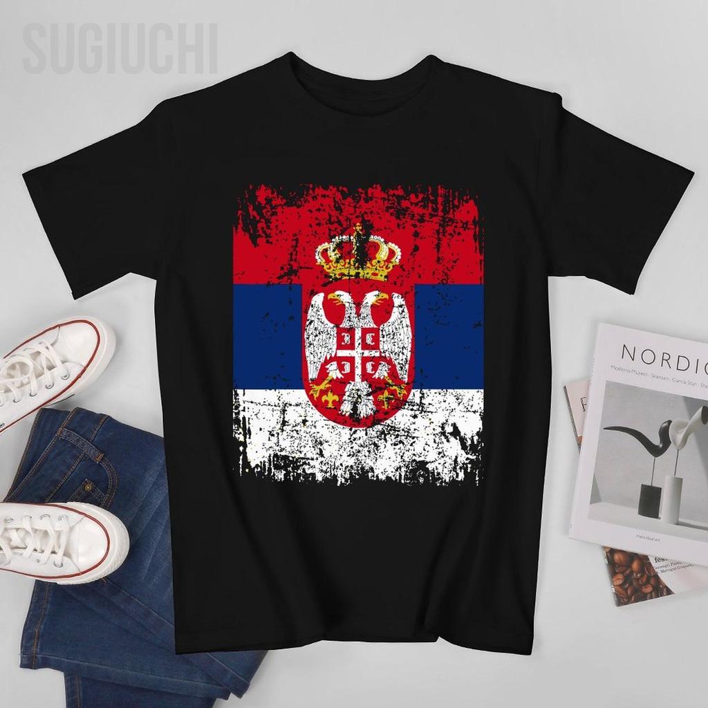Unisex Unisex Vintage SERBIA Flag Serbian Tshirt Tees Oneck T Shirts WoUnisex Boys 100 Cotton TShirt