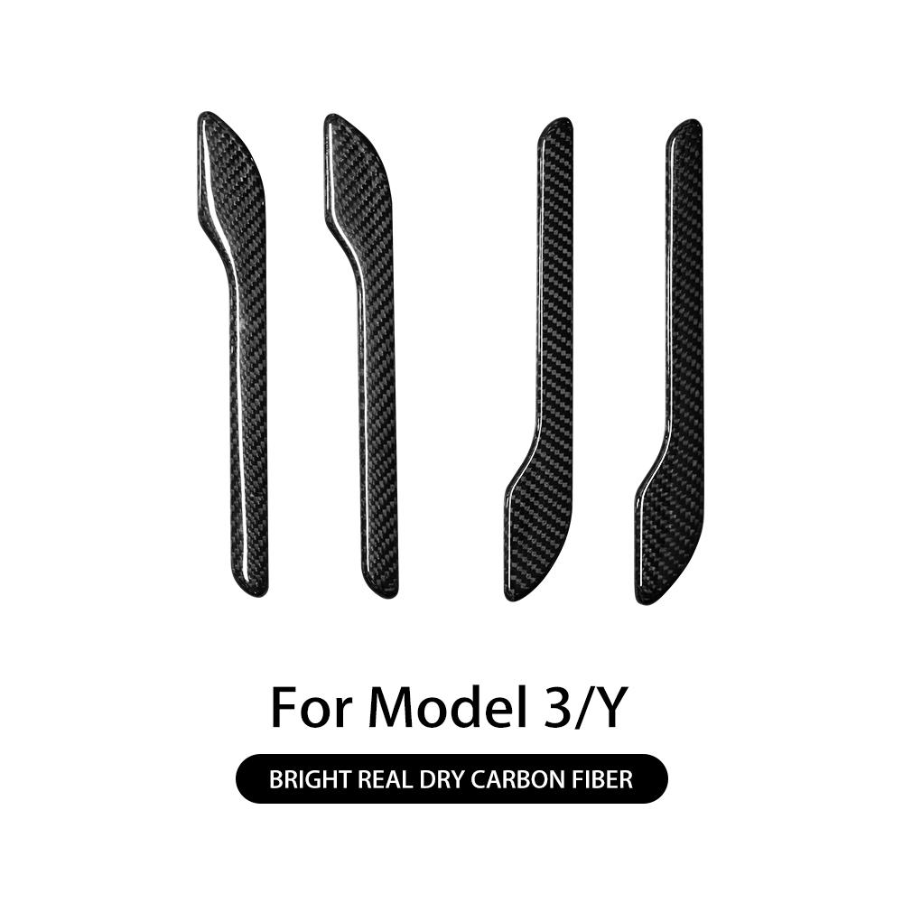 Real Carbon Fiber Car Door Handle Trim Sticker Cover for Tesla Model 3 2017-2024 Model Y -2024 Auto Anti Scratch Protection
