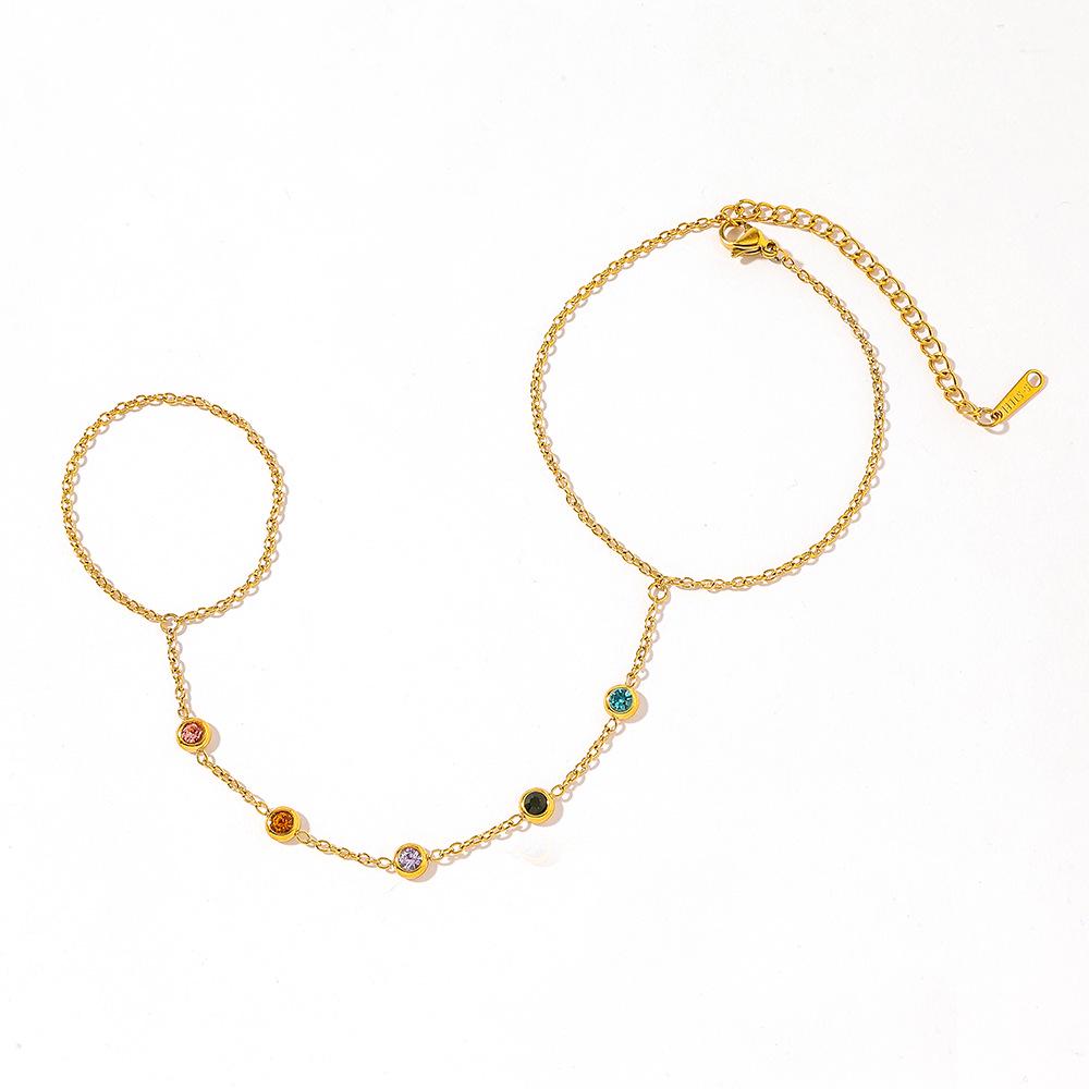 Yingtai 18k Gold Polierter Edelstahl Titanstahl Damen Fingerkette