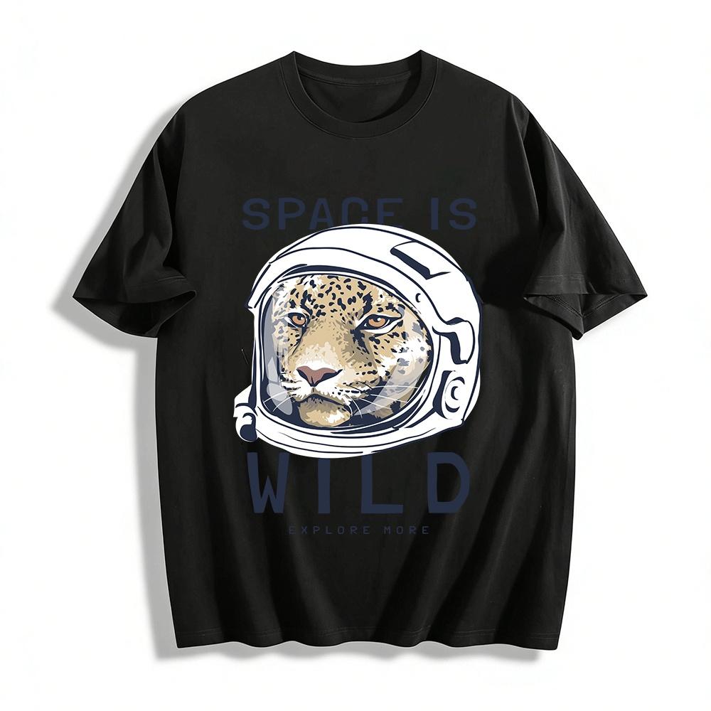 Space Is Wild Cheetah Astronaut Print Casual Top Pure cotton T-shirt XXS