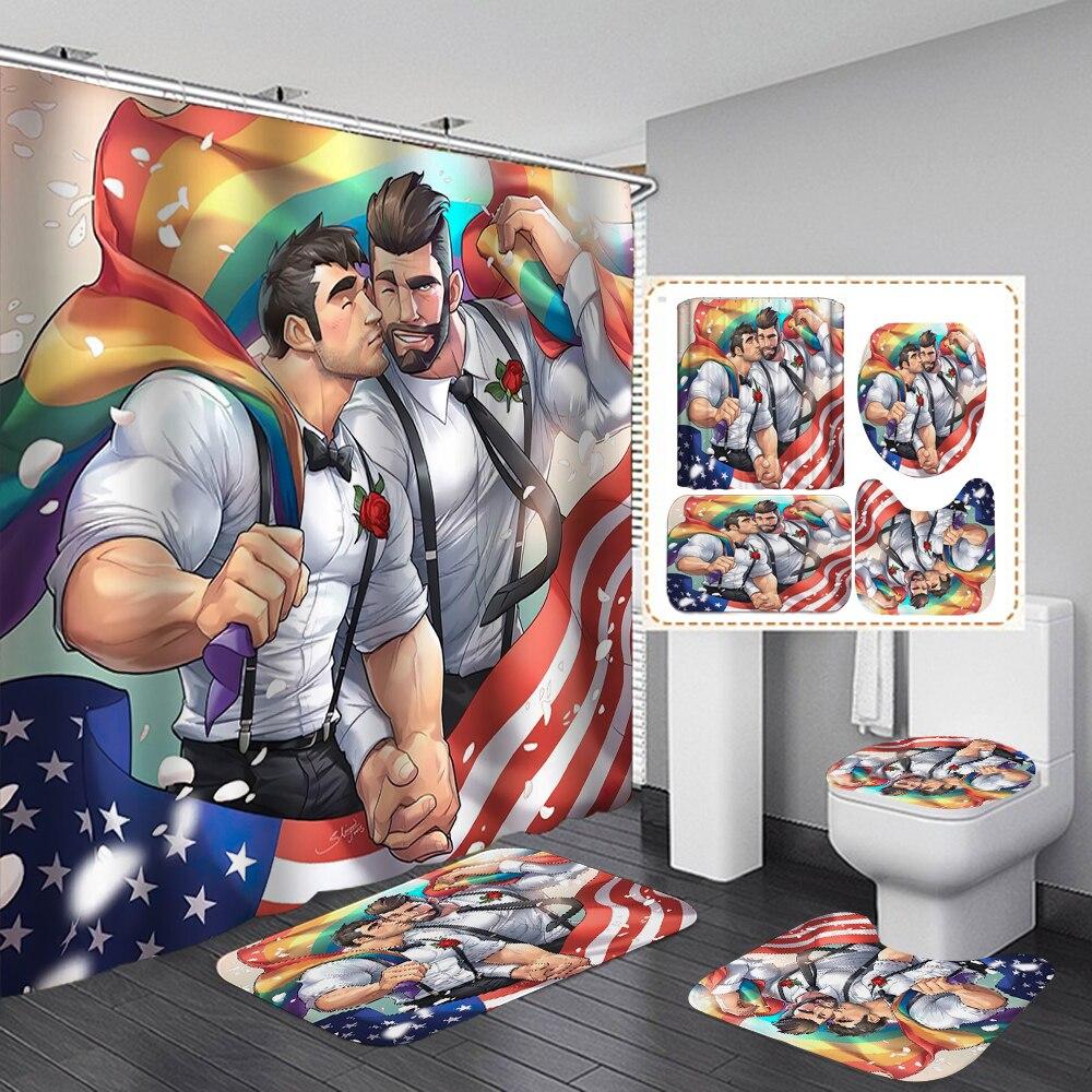 Men Pride Art Bathroom Shower Curtain And Rug Sets Tough Guy Peace Print Bath Curtains Toilet Cover Mats Carpets Hom At Affordable S Free Real Reviews With Photos Men Pride Art Bathroom Shower, Cool Art Shower Curtain For Guys