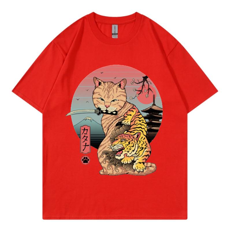 Summer New Hot Stamping Printing Short Sleeve Raglan Sleeve Japanese Anime Sushi Cat 2 Tshirt