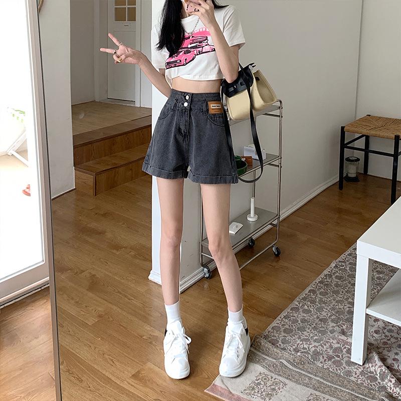 Summer 2025 Women's High-Waisted Slimming Denim Shorts - Trendy, Loose-Fit Design