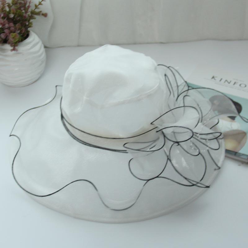 Spring and Summer Korean Version of Retro Flower Mesh Sun Hat Organza Beach Sun Hat Top Hat