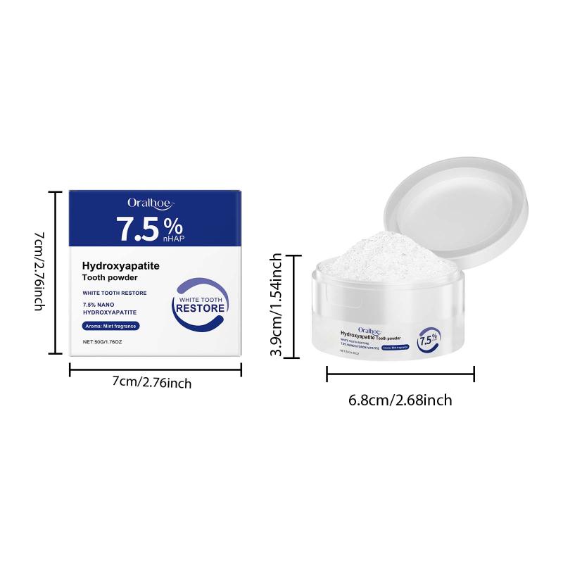 7,5% Polvere di Idrossiapatite Nano Per Sbiancamento Dentale Pulizia Profonda Polvere per la Cura Smalto Sicuro Pastiglie Dentifricie Per la Cura dei Denti