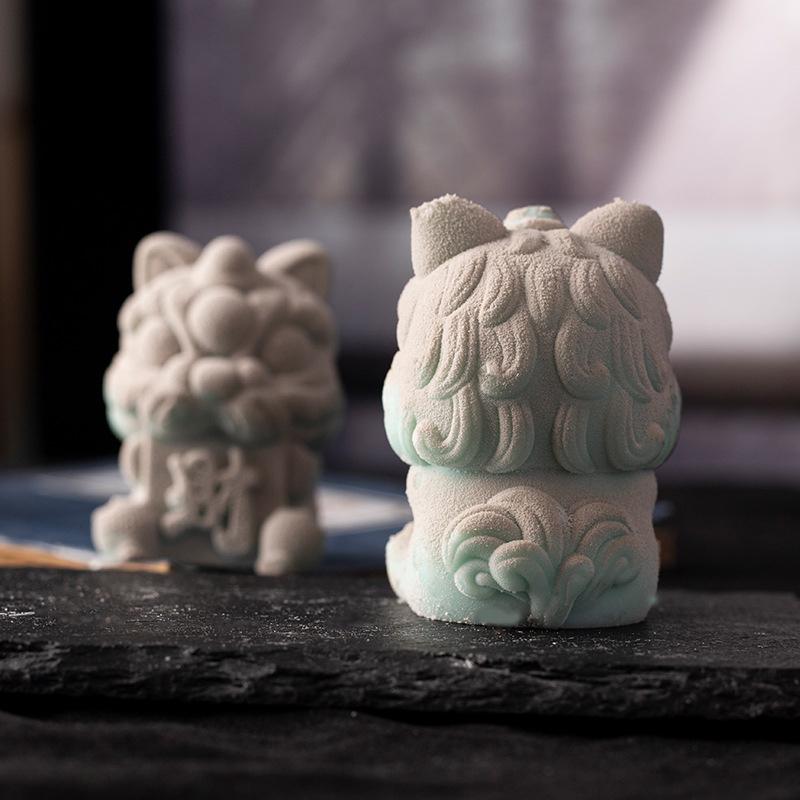 3D Glückslöwe Silikonform Mousse Kuchen 3D Backformen Dessert Restaurant Eiswürfelform Chinesischer Wind Zement Kerzenformen