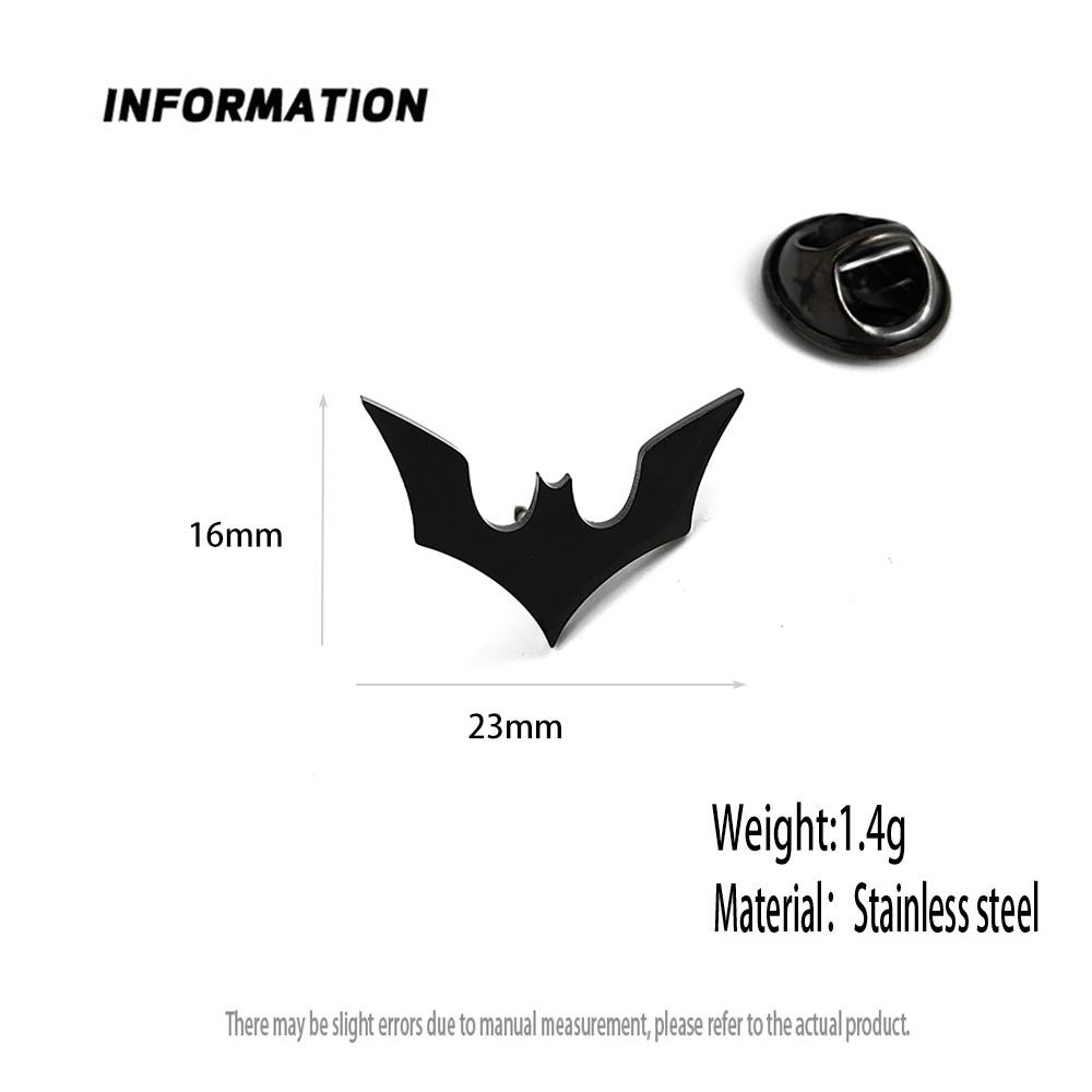 Dark Bat Gold-plated Badge, Suit Lapel Pin Stainless Steel Black, Women's Anti-exposure Button, Men's Brooch