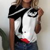 Women's round Neck Short Sleeve T-shirt Animal Print 3D Printing Street Style Loose Fit Summer Casual Wear Polyester Material