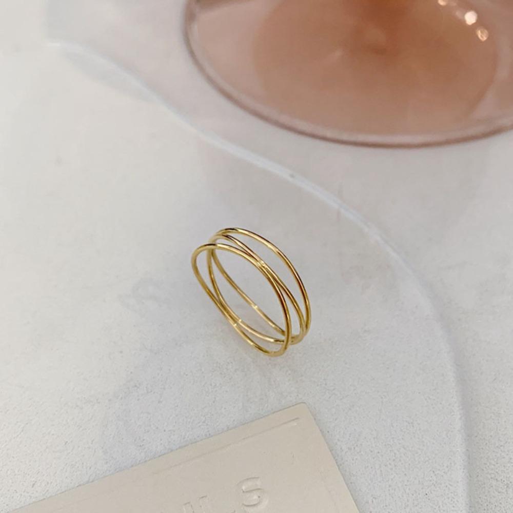 Minimalistischer Titanstahlring für Damen Trendiges Geometrisches Linien Design Stapelbarer Statement Schmuck Geschenk