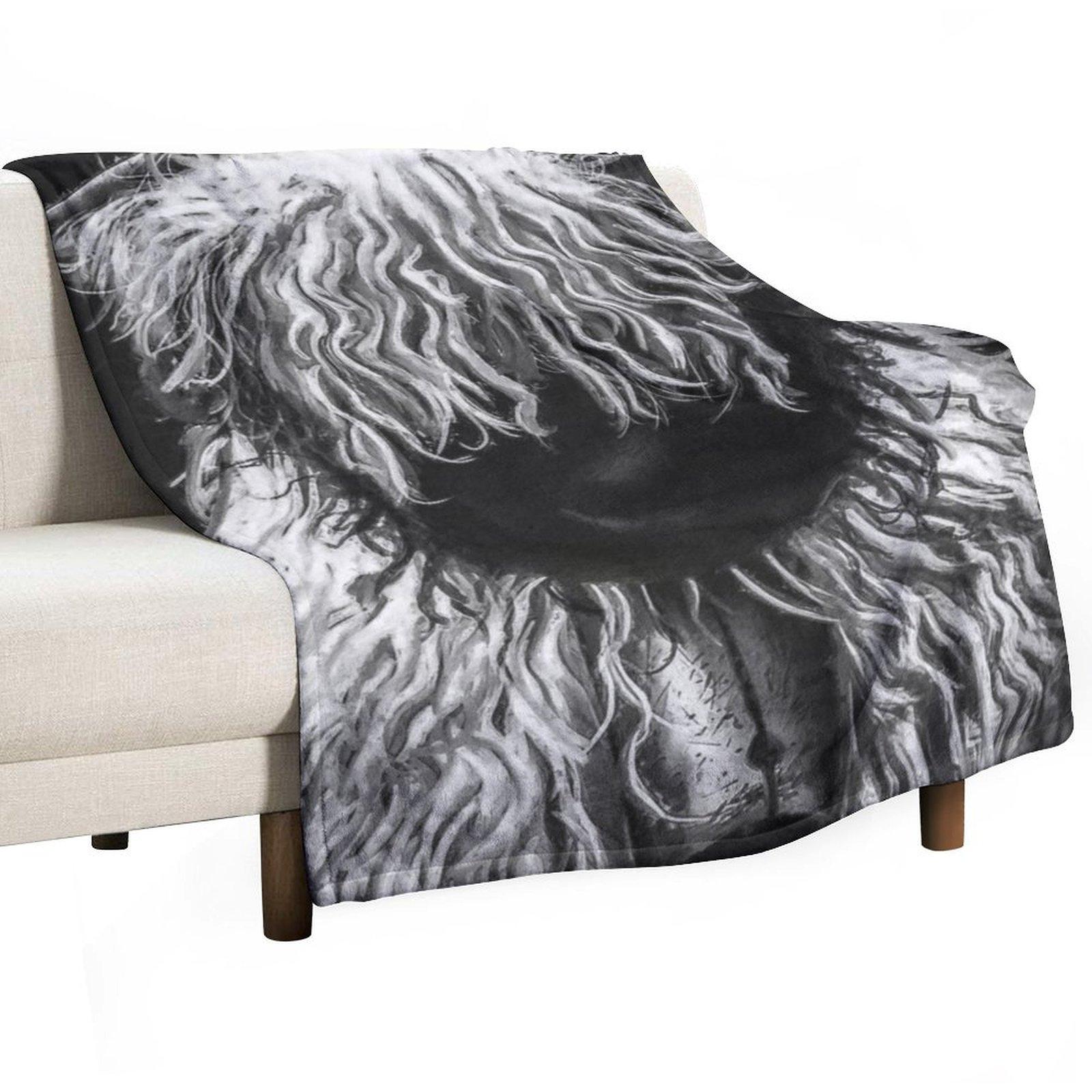 

Черно-белая швейцарская валлийская черноносая овца, Пушистая валлийская черноносая овца Арт, Милый портрет сельскохозяйственного животного швейцарской овцы, Плед 30x40in