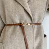 Women's Belt No-hole Knotted Belt Vintage PU Leather Waistband Solid Vintage Decorative Thin Belts Dress Girdle For Women