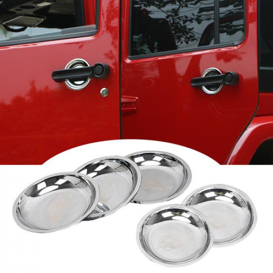 Chrome Door Handle Bowl Bezel Decal Cover Trims For Jeep Wrangler JK JKU 2007-17