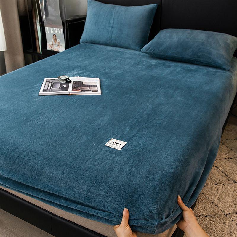 2026 Hot Plush Warm Fitted Sheet Bedspread Flannel Thicken Bed Mattress Cover Bed Protector Sheets No Pillowcase