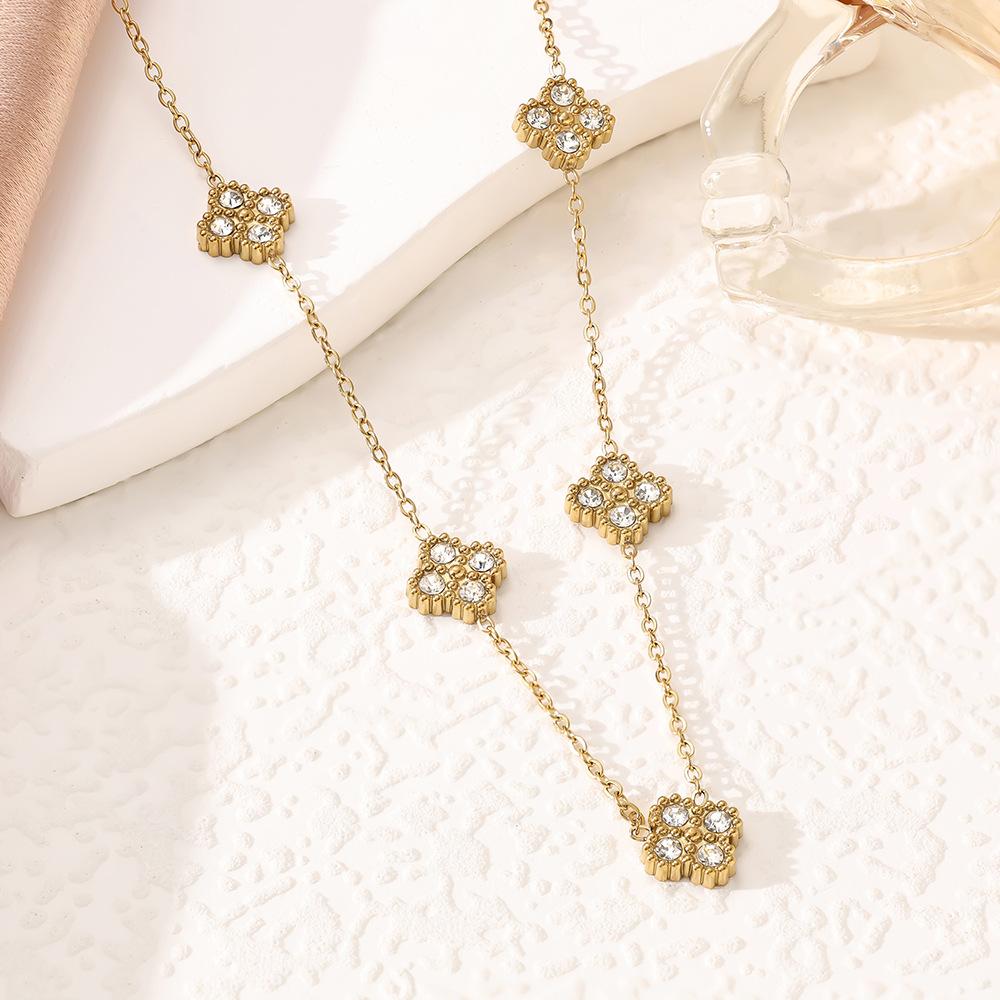 9mm Four-leaf Clover Titanium Steel Bracelet Necklace Earrings and Ring 4-piece Set for Women A Touch of Luxury Jewelry