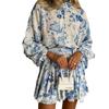 „2025 Frühling/Herbst Retro-Kleid mit chinesischem Tintendruck und Puffärmeln“