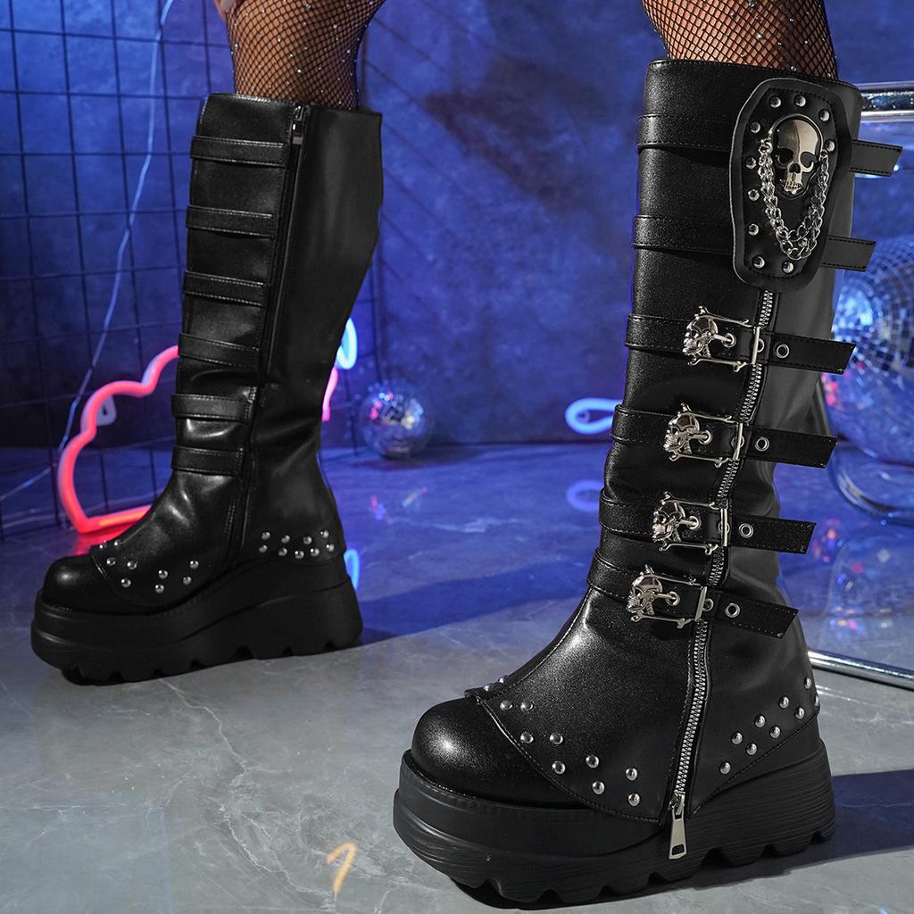 Boots Metal Buckle Thick-soled High Boots Women's Large Size Women's Boots