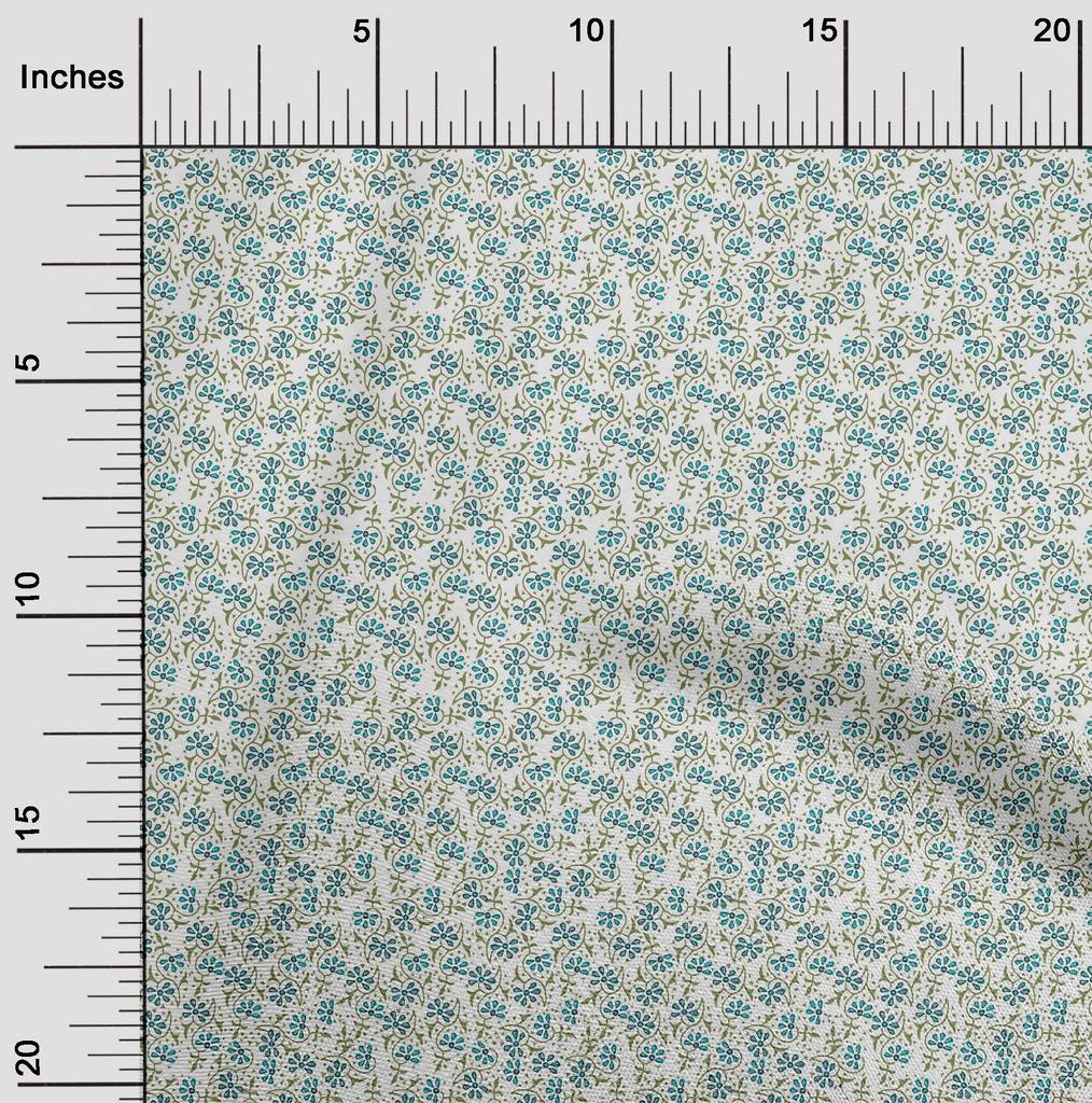 oneOone Cotton Flex Fabric Floral Block Print Fabric BTY 40 Inch Wide