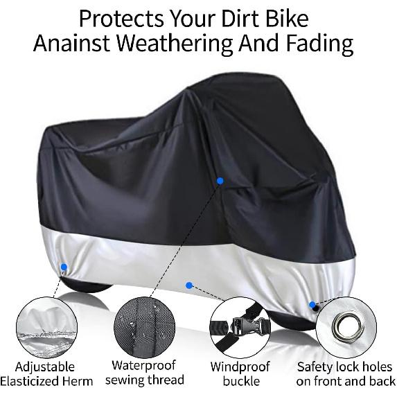 Motorcycle Dirt Bike Cover All Season for Sur Ron Ultra Bee, Waterproof Sun Outdoor Protection Durable Cover with Storage Bag & Safety Lock Holes