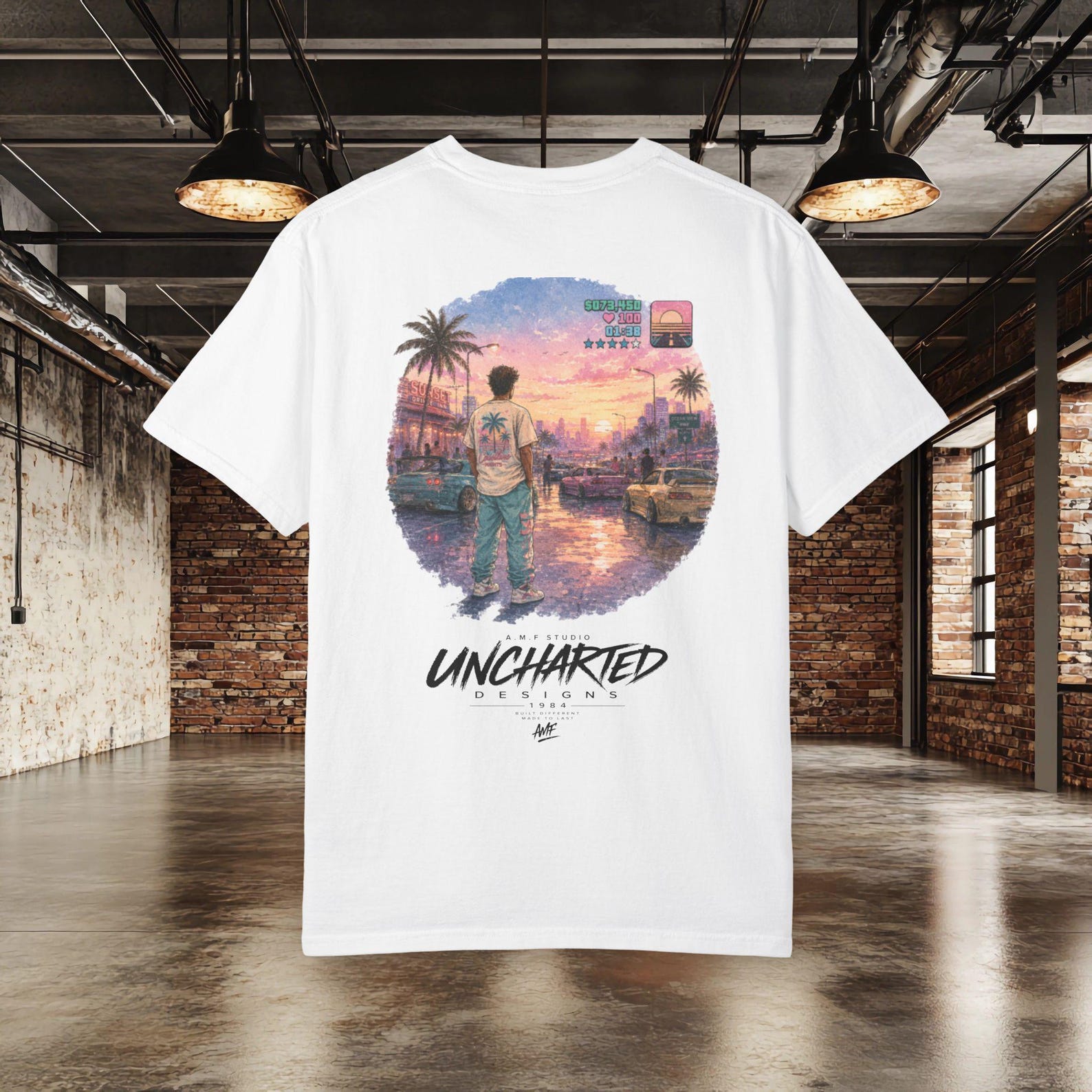 Vice City Aesthetic Shirt | Retro Sunset Graphic Tee | 80s Streetwear Shirt | Neon Palm Tree Fashion A.M.F Studio 3XL
