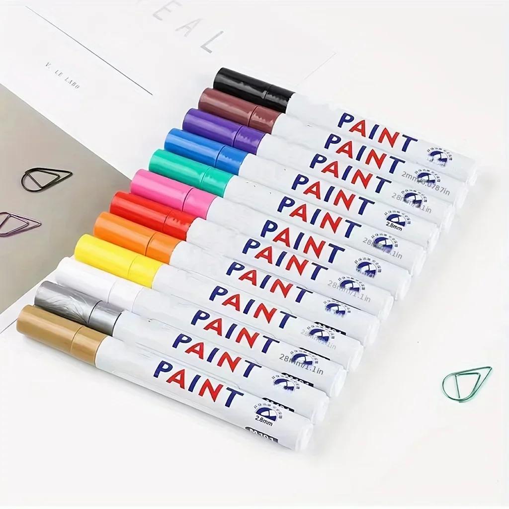 Car Paint Pen Waterproof Car Wheel Tire Oily Painting Mark Pen Auto Rubber Tyre Tread CD Metal Permanent Paint Marker