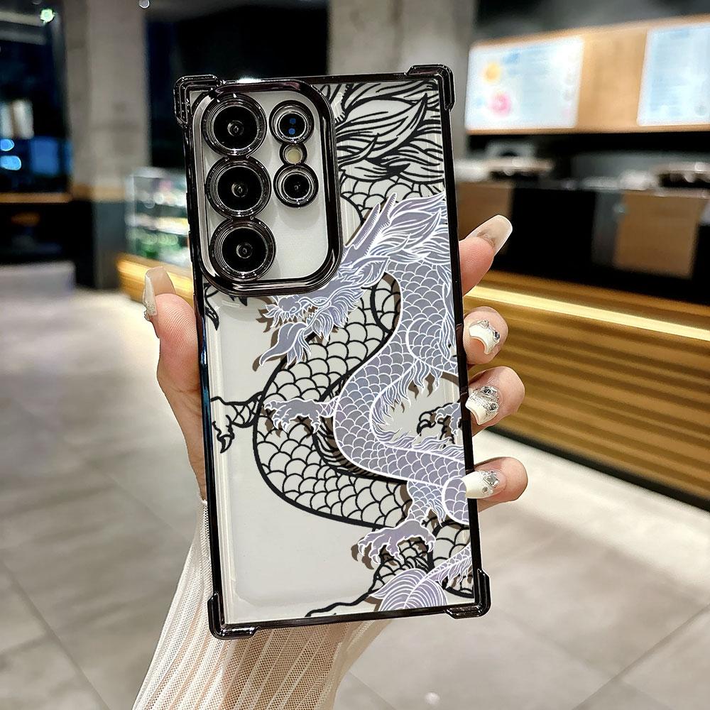 Fashion Dragon Tattoo Art Funda For Samsung S26Ultra Phone Case For Galaxy S25 FE S26 S24 S23 S22 S21 Ultra S20 Plus Clear Cover