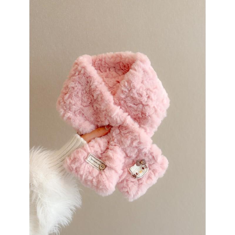 Womens Faux Rabbit Fur Scarf Cute Kitten Cross Thick Warm Neck Warmer Fashionable All-match