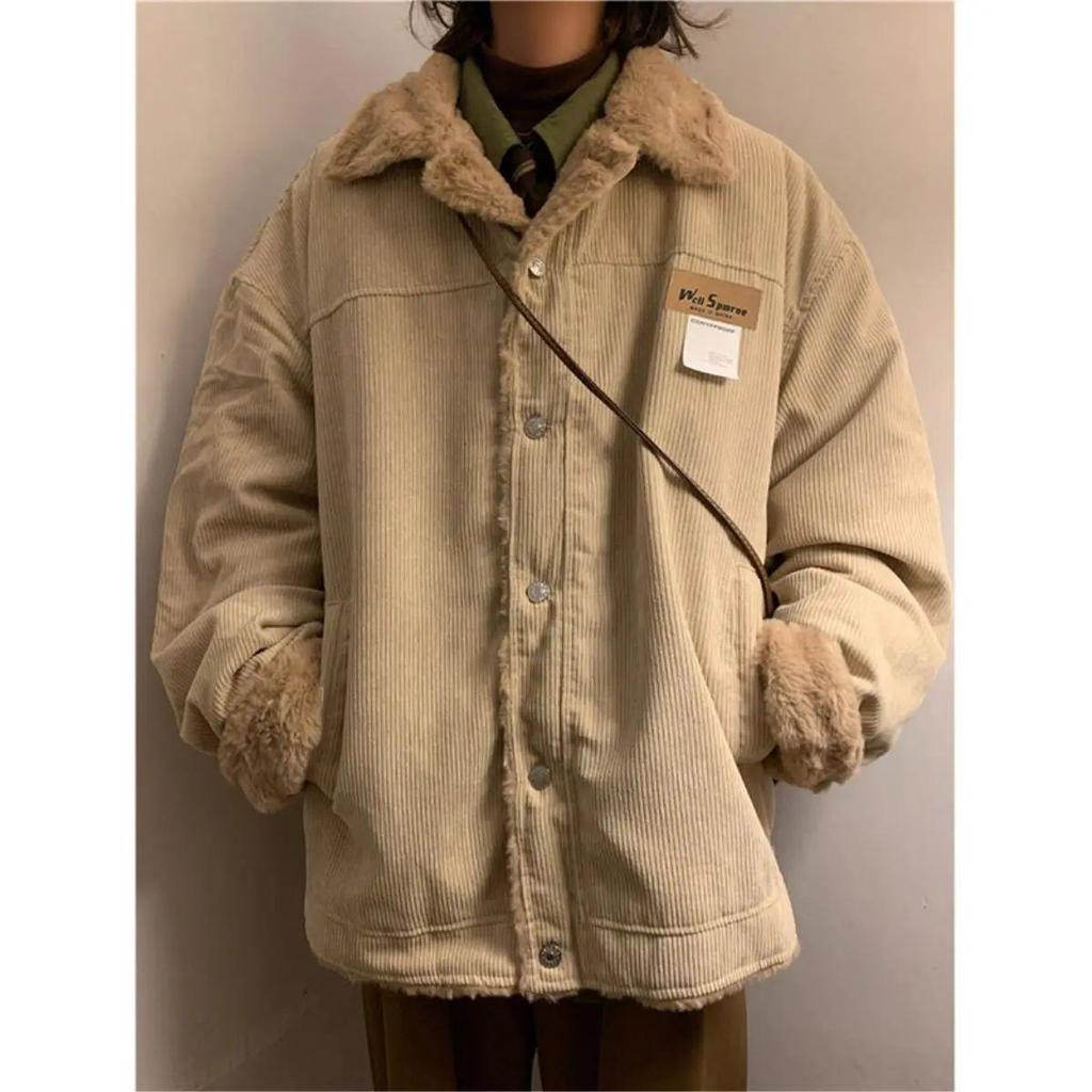Men's Trendy Retro Winter Corduroy Cotton Jacket with Velvet Lining