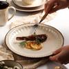 Vintage Circular Ceramic Plates Light Luxury Restaurant Pasta Salad Plate Delicious Dishes Dining Plate Exquisite Home Tableware
