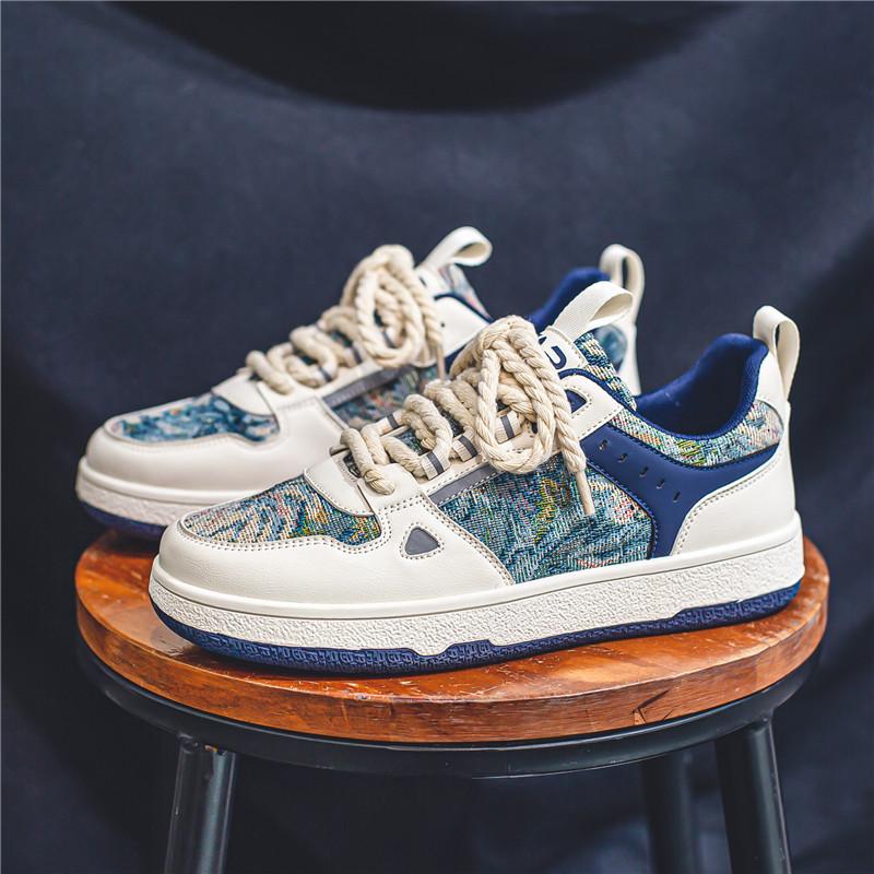 Pánské boty tajný les olejomalba plátěnky jarní a podzimní sezóna prodyšný smysl pro design niche silná podrážka sportovní volnočasové trendy boty