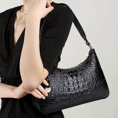 New Fashion European and American Retro Hand-held Crossbody Underarm Bag Genuine Leather Women's Bag Crocodile Pattern Women