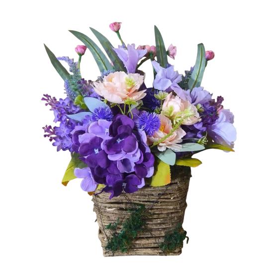 

Искусственная Цветочная Корзина Сельский Цветочный Ансамбль Рустикальные Искусственные Полевые Цветы для Уличного Крыльца Весенний Декор Дома 1pc