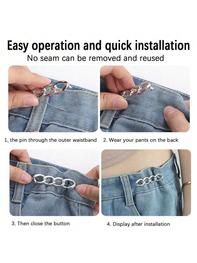 Chain Shape Pants Waist Trimmer, Loose Jeans Button, Seamless Button, Detachable and Adjustable Button Pin Jeans Women's Skirt