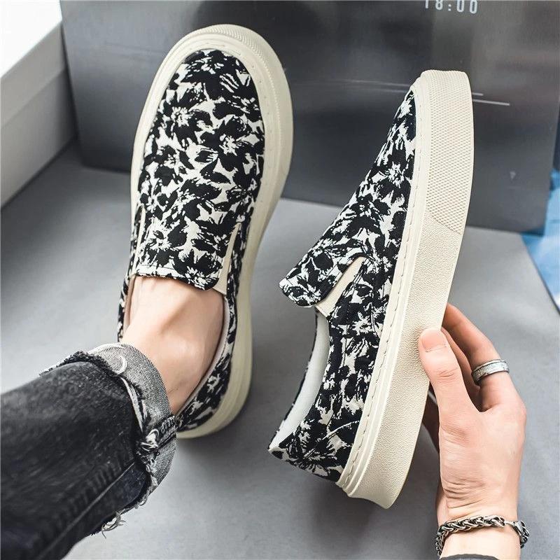 Fashion Male Shoe Print Low-Top Slip-on Moccasin Men's Casual Shoes Comfortable New In Hiking Legitimate Promotion Adults Sale Sneakers
