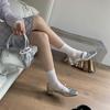 2025 new French women's retro flat bow light mouth single shoes women's new silver evening shoes temperament
