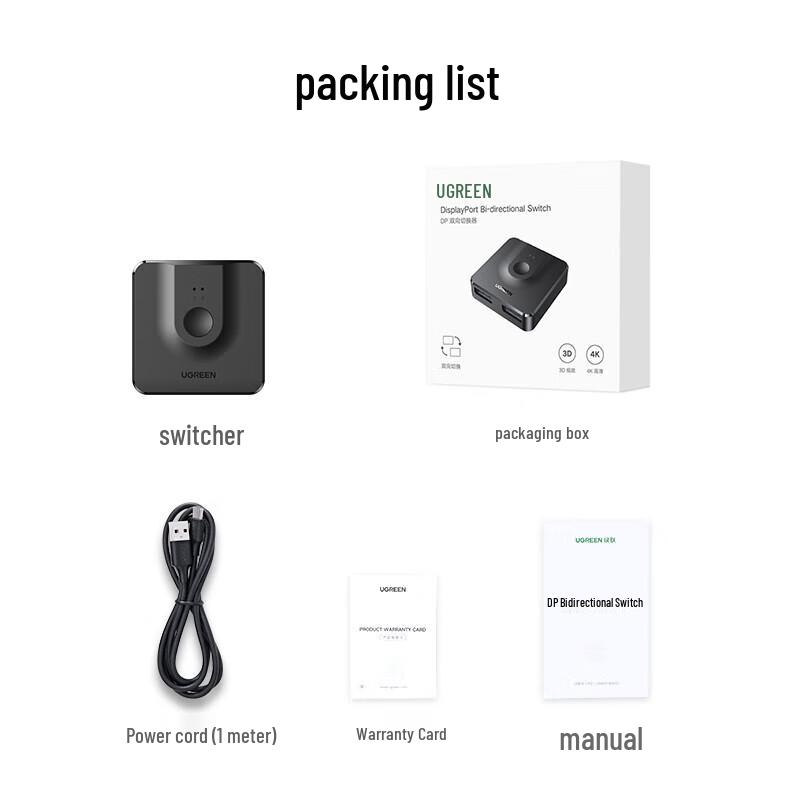 Ugreen 4K 144Hz Bi-directional DisplayPort Switcher 2 In 1 Out