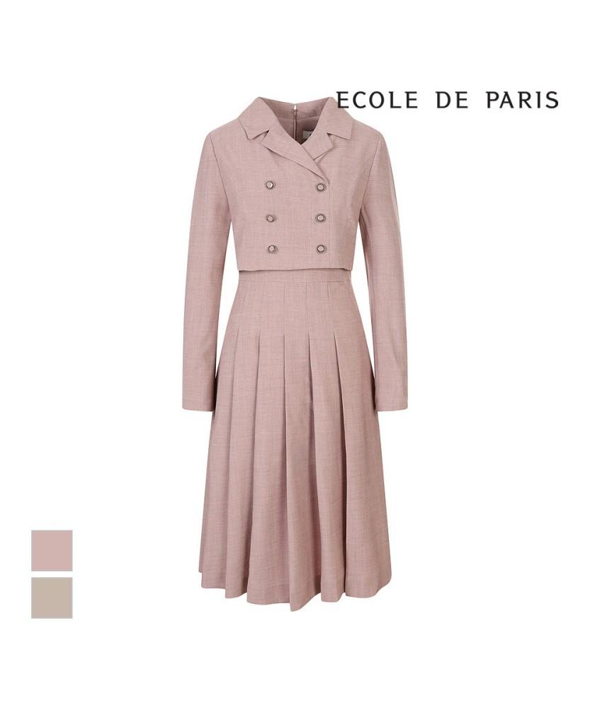 ECOLEDEPARIS Double-Button Pleated Dress_Rb38Woam22A