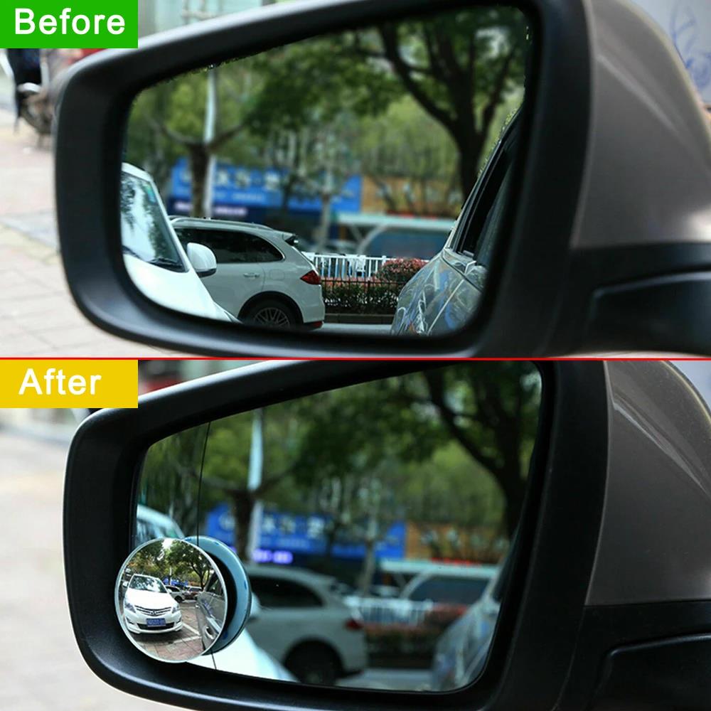 1 Set 5cm Universal Car 360 Blind Spot Side Mirror Stick On Glass Adjustable Safety Lens Security Protection Car Accessories