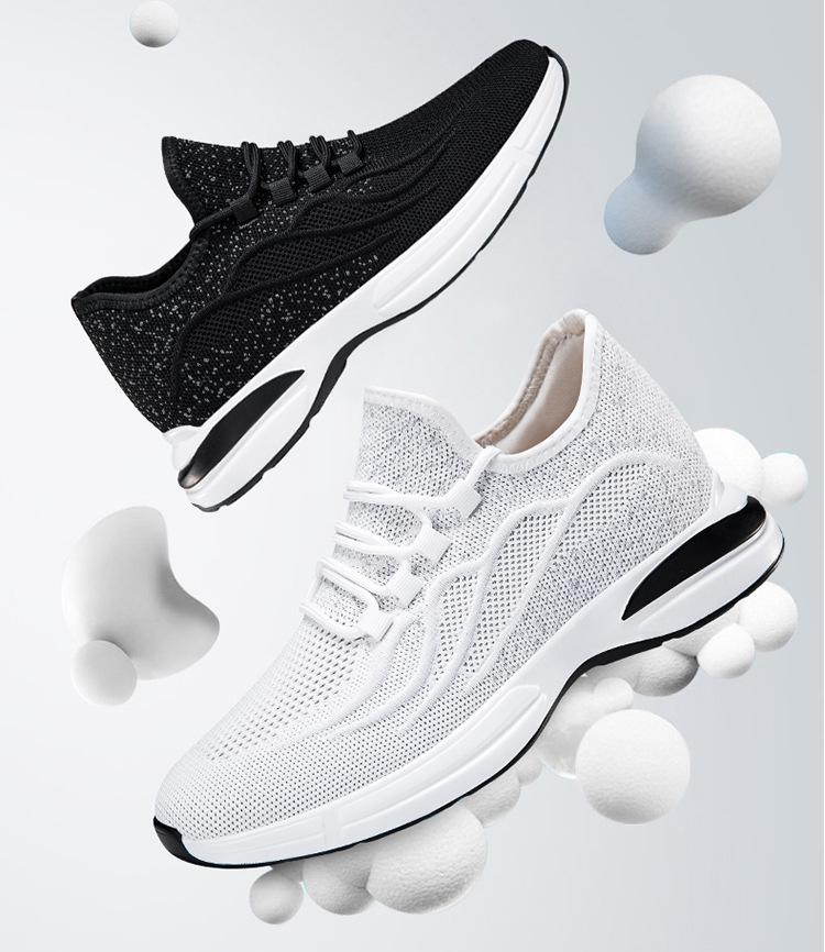 Men s Summer 8cm Height Boost Breathable Mesh White Sports and Casual Shoes 43