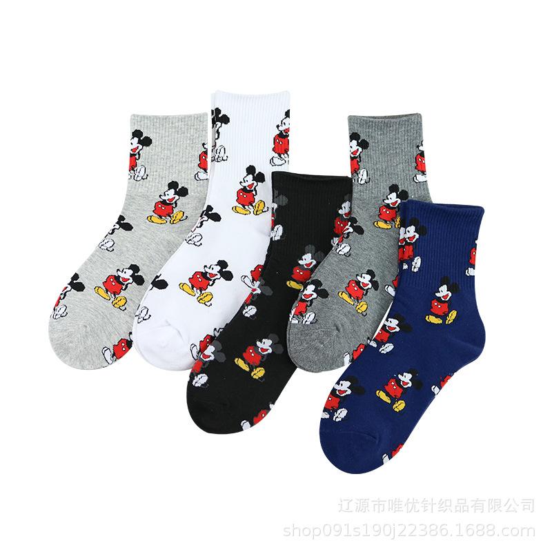 Women's Mid-Calf Mickey Mouse Cotton Socks - Autumn Trendy Cartoon Style