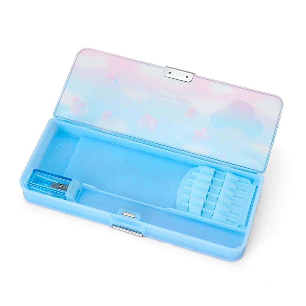 Sanrio Opening Pencil Holds 6 Includes Mini Sharpener and Name Product 264971 (SANRIO) Double-Sided Case, Cinnamoroll, Double-Sided Opening, Pencils,